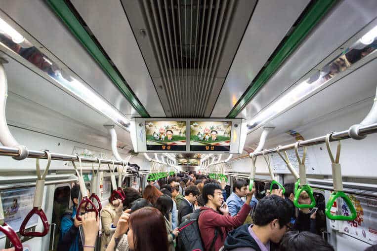Crowded Subway in South Korea