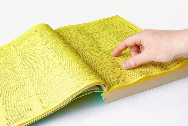 Vintage yellow pages book